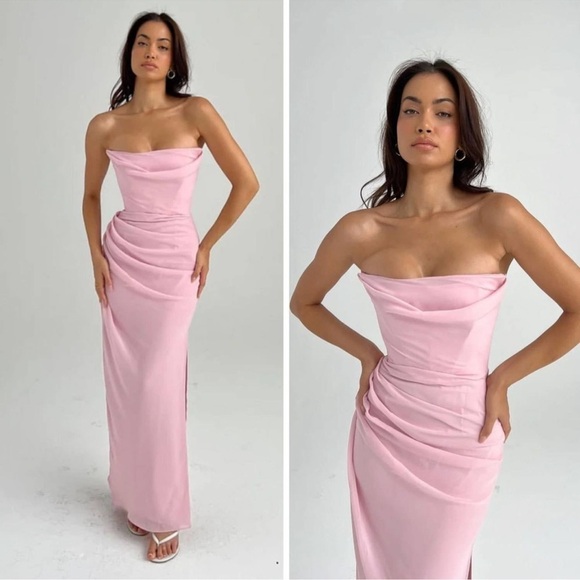 NWOT HOUSE OF CB Adrienne Strapless Maxi Gown Dress in Pink Size XL a-c cup - Picture 2 of 9